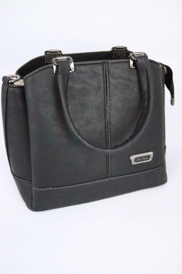 Siyah üç bölmeli omuz kadın çantası